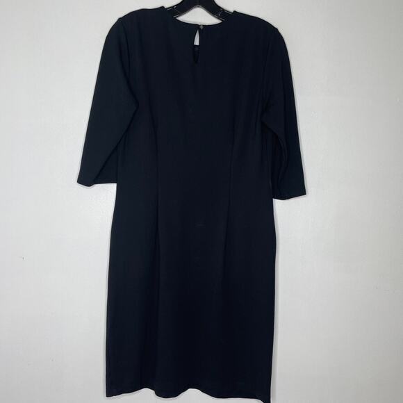 J McLaughlin Black Sheath Dress M Stretch Knit Minimalist Career Classic - Picture 5 of 7